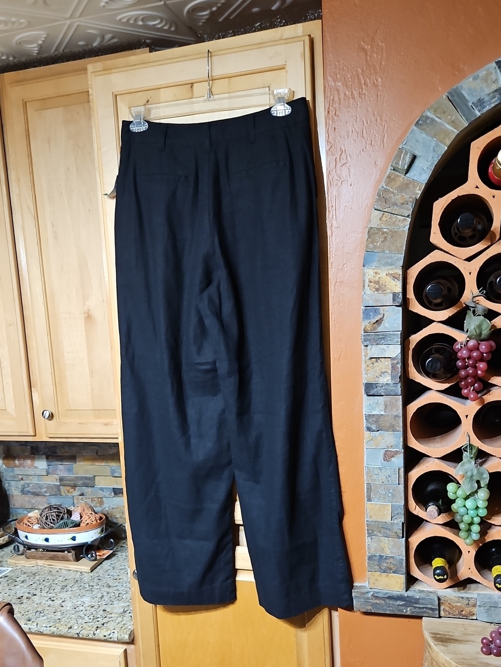 Gap 365 High Rise Linen Blend Trouser Pants Wide Leg Black Pleated NWT - Picture 2 of 5